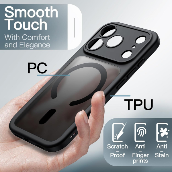 JETech Apple iPhone 17 Pro Max Manyetik Klf-Black