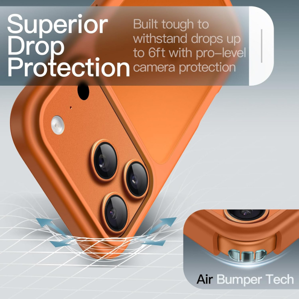JETech Apple iPhone 17 Pro Max Mat Klf-Orange