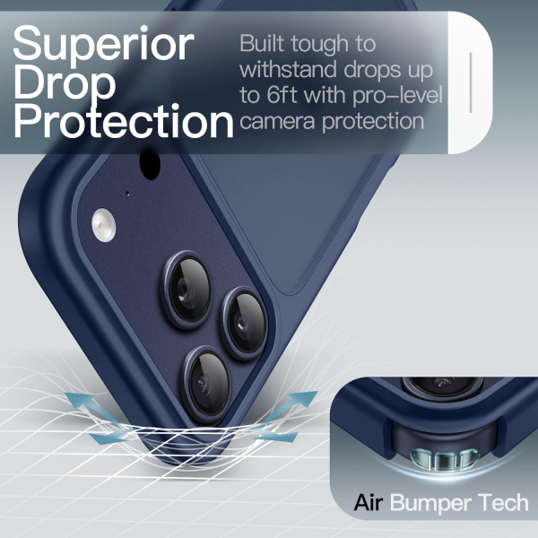 JETech Apple iPhone 17 Pro Max Mat Klf-Dark Blue