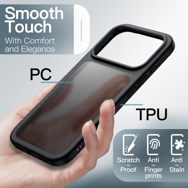 JETech Apple iPhone 17 Pro Max Mat Klf-Black