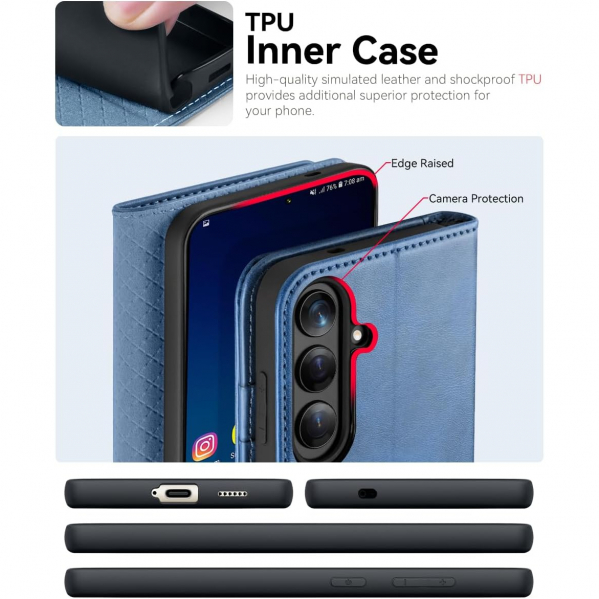 OCASE Samsung Galaxy S25 Plus Deri Czdan Klf-Light Blue