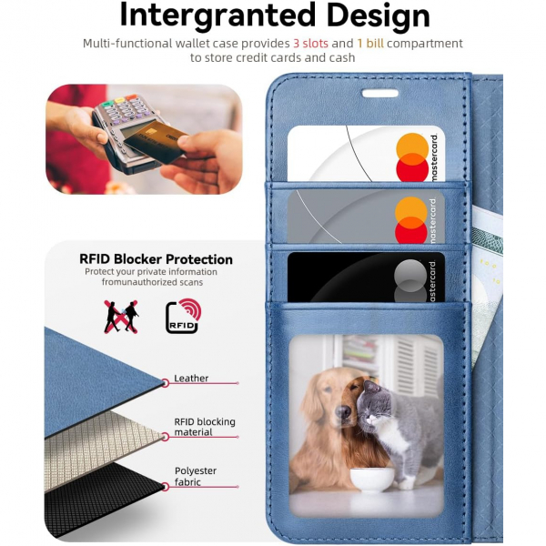 OCASE Samsung Galaxy S25 Plus Deri Czdan Klf-Light Blue