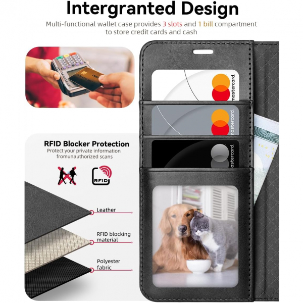 OCASE Samsung Galaxy S25 FE Deri Czdan Klf-Spliced Gray