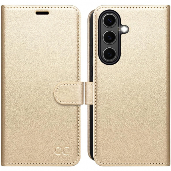 OCASE Samsung Galaxy S25 FE Deri Czdan Klf-Gold