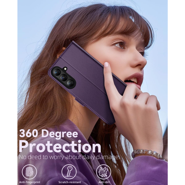 OCASE Samsung Galaxy S25 FE Deri Czdan Klf-Dark Purple