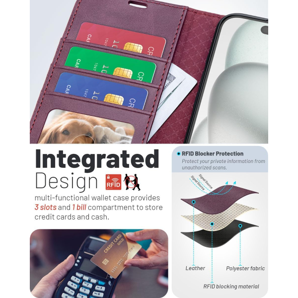 OCASE Apple iPhone 17 Pro Max C�zdan K�l�f-Mulberry