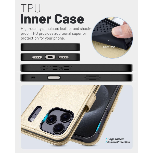 OCASE Apple iPhone 17 Pro Max C�zdan K�l�f-Gold