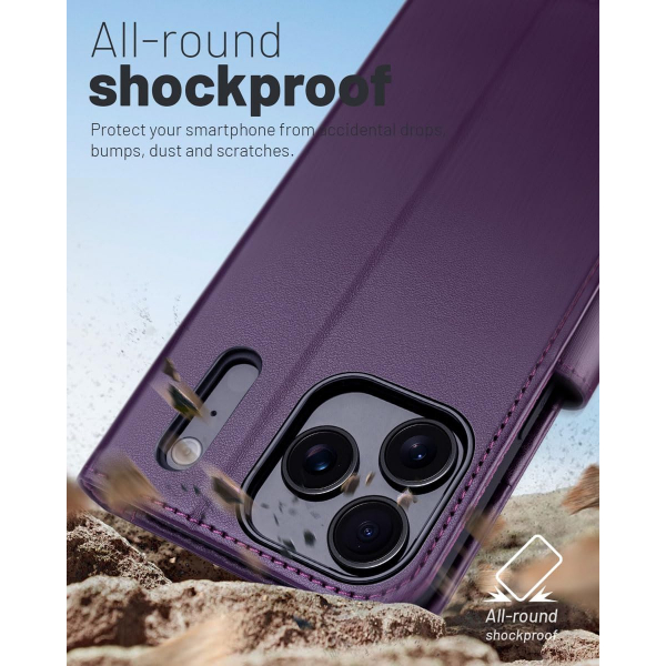OCASE Apple iPhone 17 Pro Max C�zdan K�l�f-Dark Purple