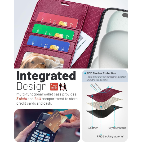 OCASE Apple iPhone 17 Pro Max C�zdan K�l�f-Burgundy