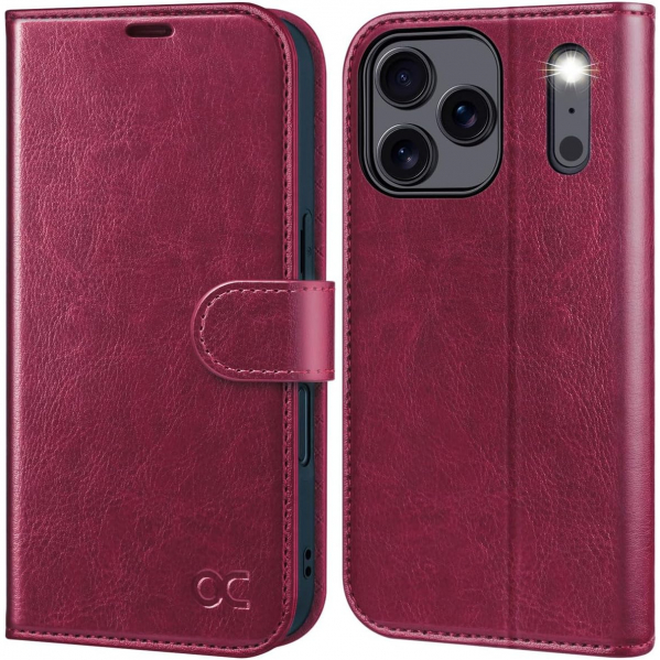 OCASE Apple iPhone 17 Pro Max C�zdan K�l�f-Burgundy