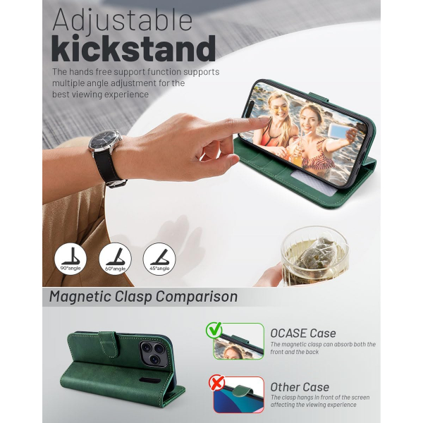 OCASE Apple iPhone 17 Pro Max C�zdan K�l�f-Blackish Green