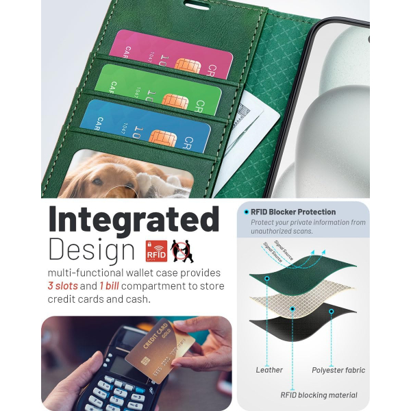 OCASE Apple iPhone 17 Pro Max C�zdan K�l�f-Blackish Green