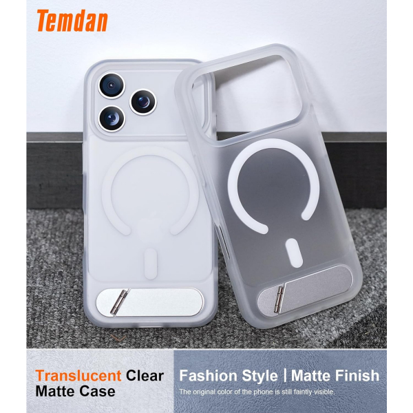Temdan Apple iPhone 17 Pro Max Standl Klf-Clear Matte