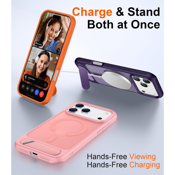 Temdan Apple iPhone 17 Pro Max Standl Klf-Pink