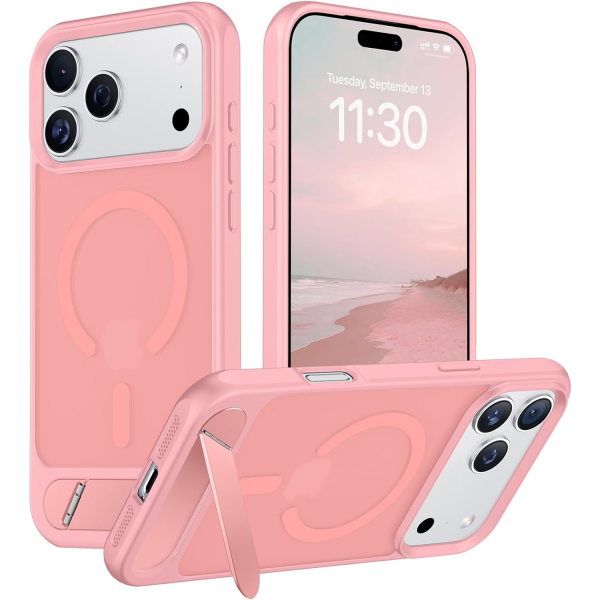 Temdan Apple iPhone 17 Pro Max Standl Klf-Pink