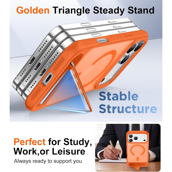 Temdan Apple iPhone 17 Pro Max Standl Klf-Orange