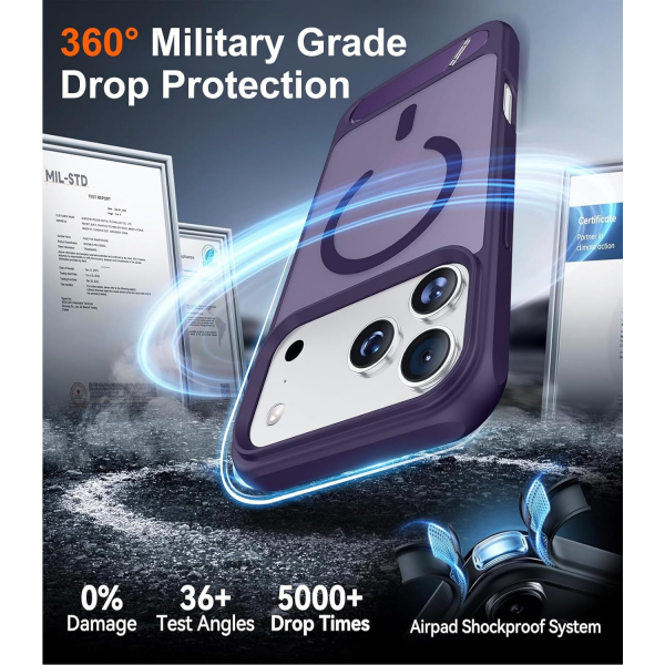 Temdan Apple iPhone 17 Pro Max Standl Klf-Purple
