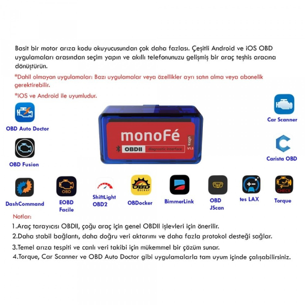monoFe Multiecuscan Ultra v1.5 OBD 2 Ara� Tan� Cihaz�