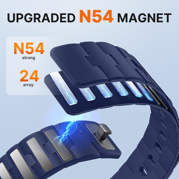 Bandletic Pixel Watch 5 Manyetik Silikon Kay�� (45mm)-Navy Blue