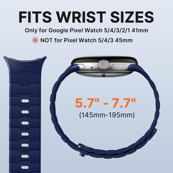 Bandletic Pixel Watch 5 Manyetik Silikon Kay�� (45mm)-Navy Blue