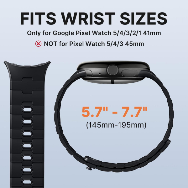 Bandletic Pixel Watch 5 Manyetik Silikon Kay�� (45mm)-Black