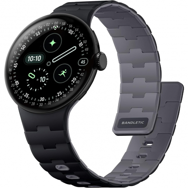 Bandletic Pixel Watch 5 Manyetik Silikon Kay�� (45mm)-Black/Space Gray