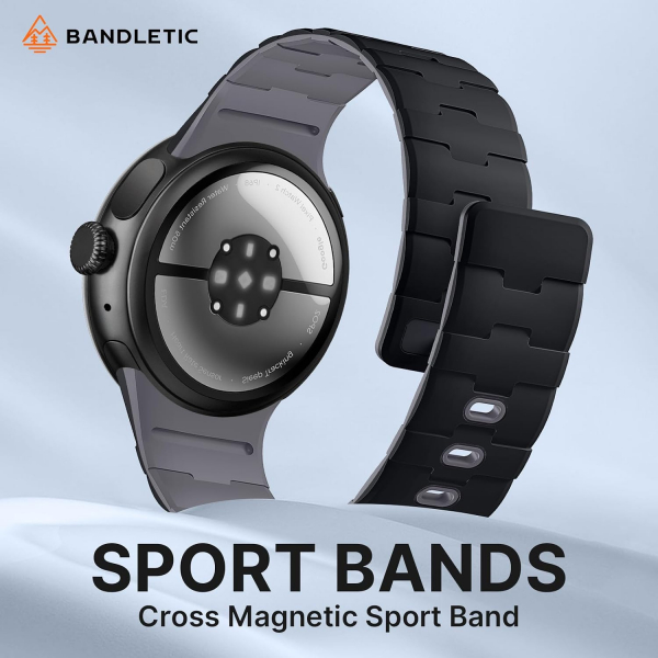 Bandletic Pixel Watch 5 Manyetik Silikon Kay�� (45mm)-Black/Space Gray