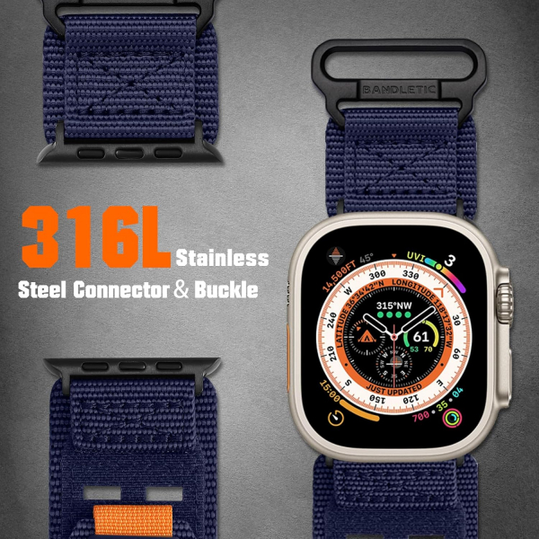 Bandletic Apple Watch Tactical Naylon Kay�� (Med�um)-Midnight Blue