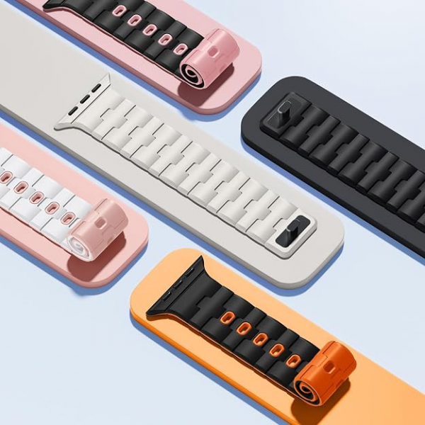 Bandletic Apple Watch Manyetik Silikon Kay�� 42mm-Black/Orange