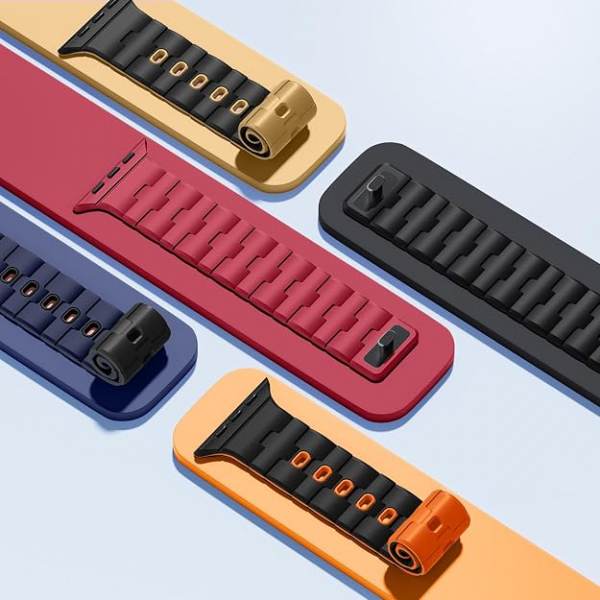 Bandletic Apple Watch Manyetik Silikon Kay�� 42mm-Black/Crimson