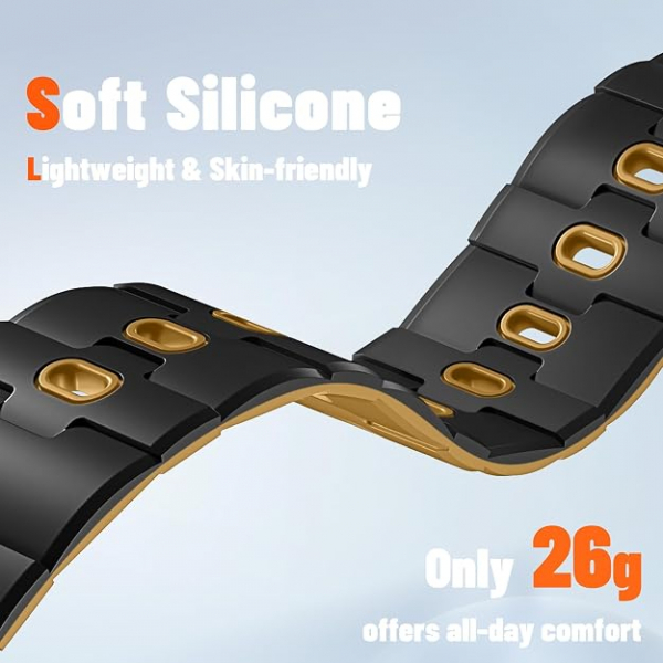 Bandletic Apple Watch Manyetik Silikon Kay�� 42mm-Black/Ochre