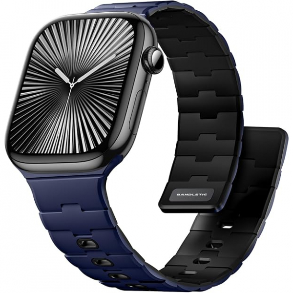Bandletic Apple Watch Manyetik Silikon Kay�� 42mm-Black/Black