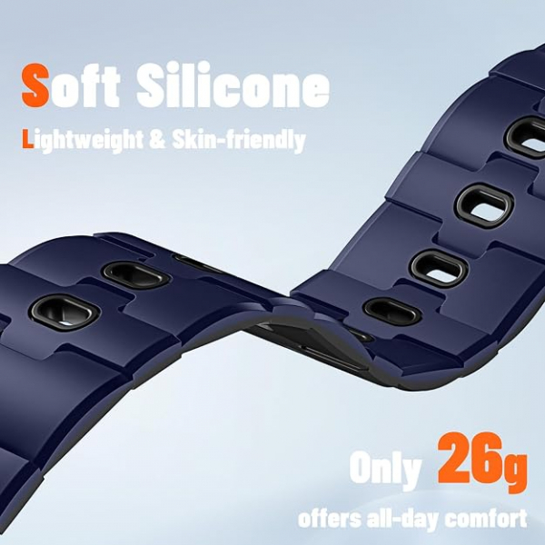 Bandletic Apple Watch Manyetik Silikon Kay�� 42mm-Black/Black