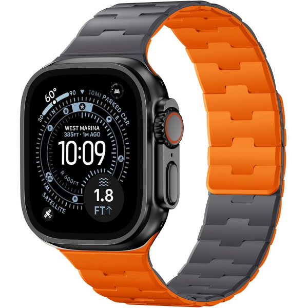 Bandletic �ift Tarafl� Manyetik Silikon Kay�� 42mm-Gray/Orange