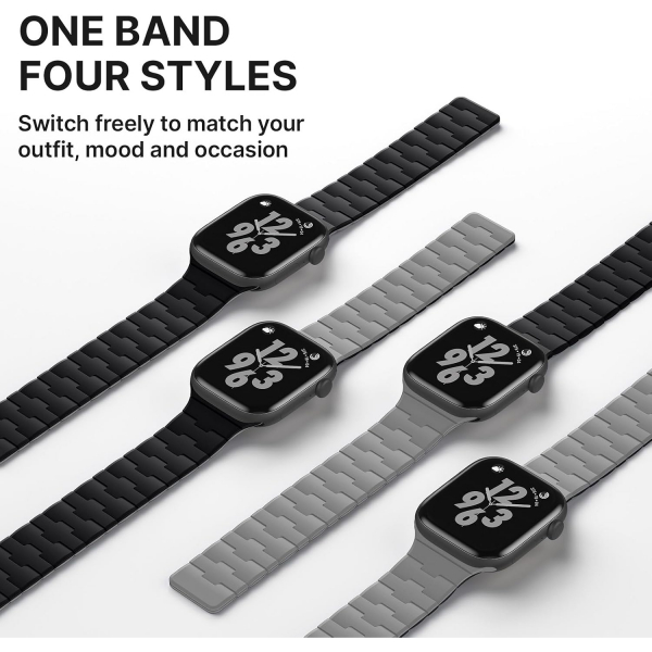 Bandletic �ift Tarafl� Manyetik Silikon Kay�� 42mm-Black/Grey