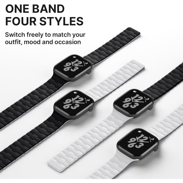 Bandletic �ift Tarafl� Manyetik Silikon Kay�� 42mm-Black/White