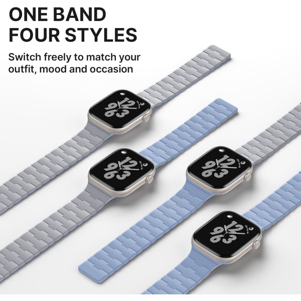 Bandletic �ift Tarafl� Manyetik Silikon Kay�� 42mm-Light Grey/Blue