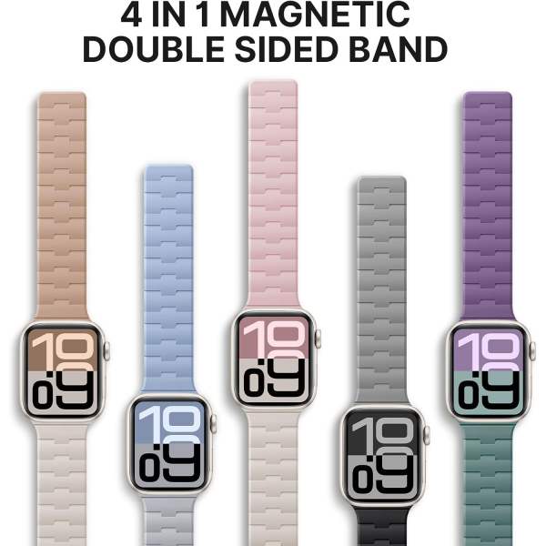 Bandletic �ift Tarafl� Manyetik Silikon Kay�� 42mm-Light Grey/Blue