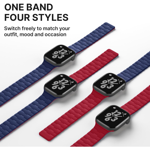 Bandletic �ift Tarafl� Manyetik Silikon Kay�� 42mm-Navy Blue/Red