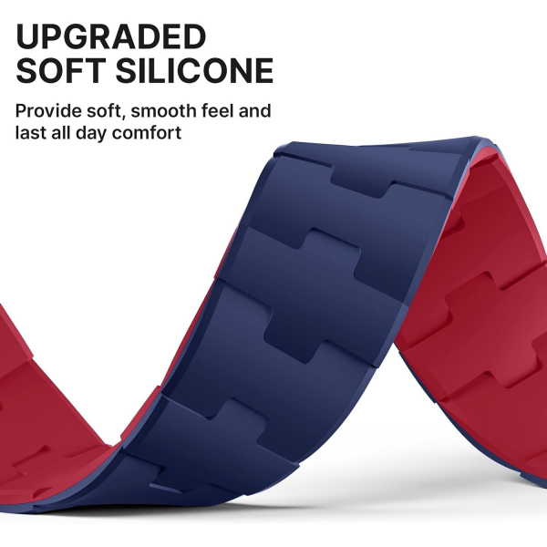 Bandletic �ift Tarafl� Manyetik Silikon Kay�� 42mm-Navy Blue/Red