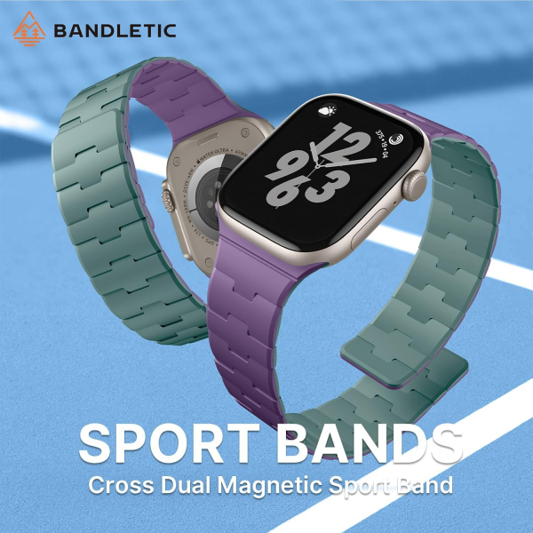 Bandletic �ift Tarafl� Manyetik Silikon Kay�� 42mm-Pine Green/Purple