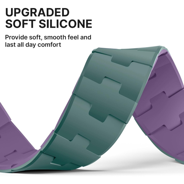 Bandletic �ift Tarafl� Manyetik Silikon Kay�� 42mm-Pine Green/Purple