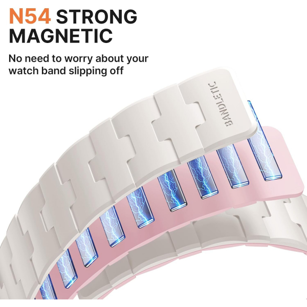Bandletic �ift Tarafl� Manyetik Silikon Kay�� 42mm-Starlight/Pink