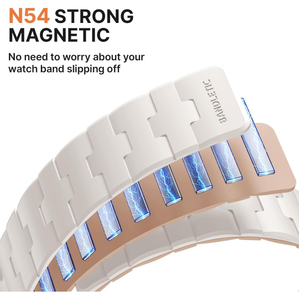 Bandletic �ift Tarafl� Manyetik Silikon Kay�� 42mm-Starlight/Milk Tea