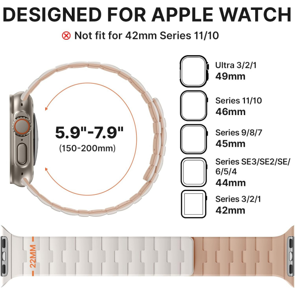 Bandletic �ift Tarafl� Manyetik Silikon Kay�� 42mm-Starlight/Milk Tea