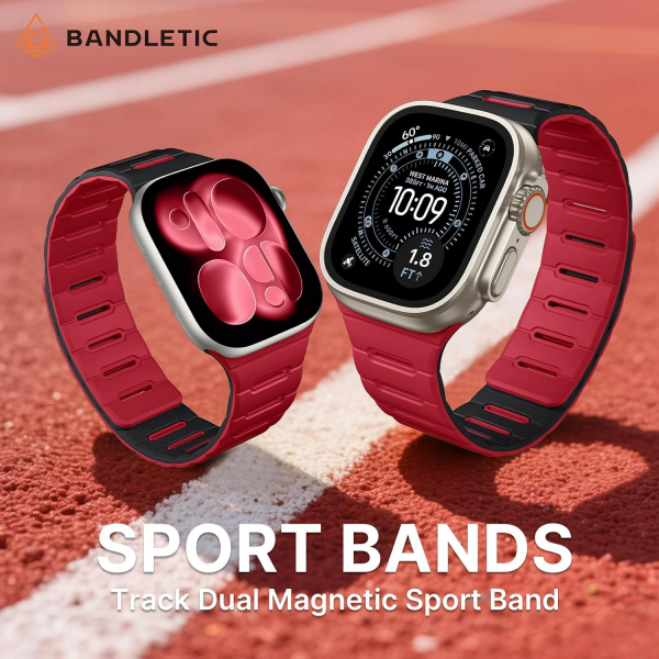 Bandletic �ift Tarafl� Manyetik Silikon Kay�� 42mm-Black/Red