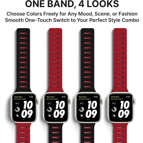 Bandletic �ift Tarafl� Manyetik Silikon Kay�� 42mm-Black/Red