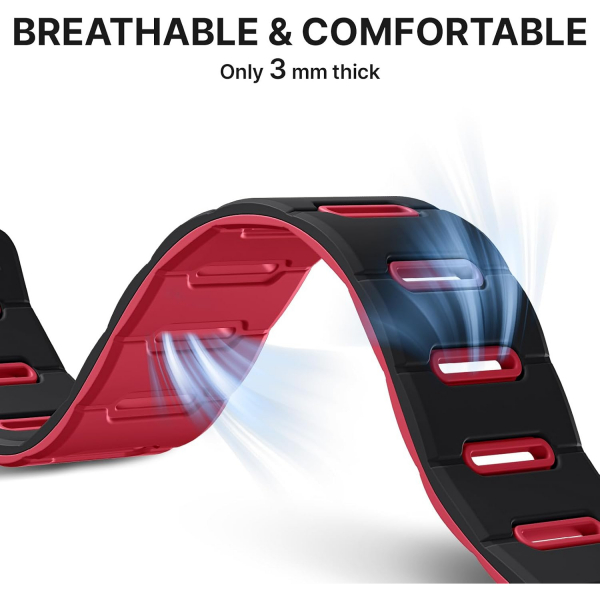 Bandletic �ift Tarafl� Manyetik Silikon Kay�� 42mm-Black/Red