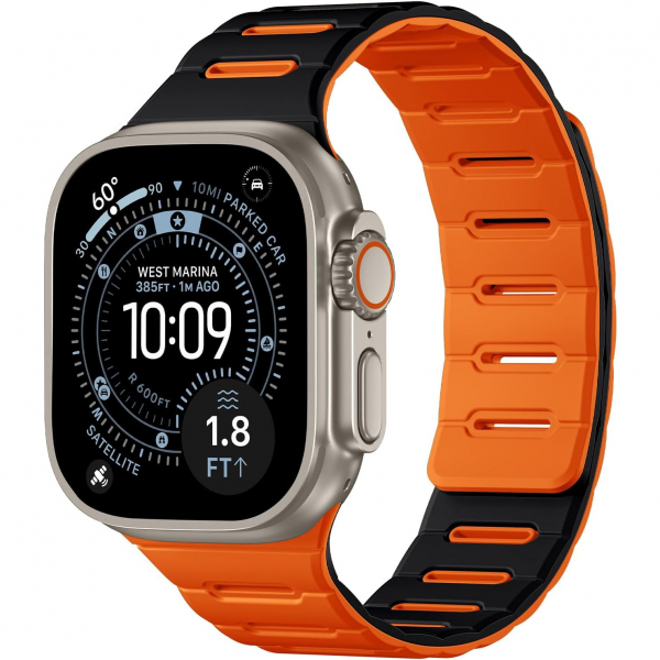 Bandletic �ift Tarafl� Manyetik Silikon Kay�� 42mm-Black/Orange