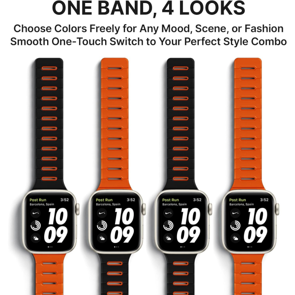 Bandletic �ift Tarafl� Manyetik Silikon Kay�� 42mm-Black/Orange